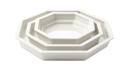 Three nested octagonal containers, off-white