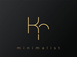 KR Minimalist Logo with Interlocking Shapes on Solid Black Background. A clean and modern minimalist logo design.