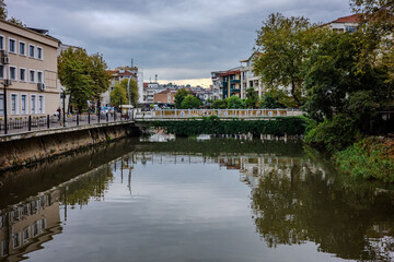 Canal with bridge and buildings in Yalova