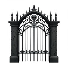 Obraz premium Gothic Black Metal Gate with Skull Detail
