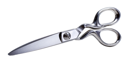 A pair of shiny metal scissors