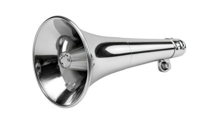 Polished chrome megaphone, angled view