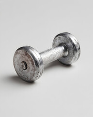 Single vintage chrome dumbbell with textured grip, symbolizing strength training and fitness goals achieved