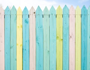 Fototapeta premium Colorful wooden fence in pastel hues