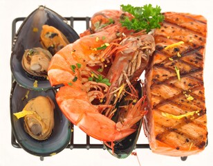 Grilled seafood platter