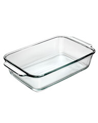 Clear rectangular glass baking dish with handles