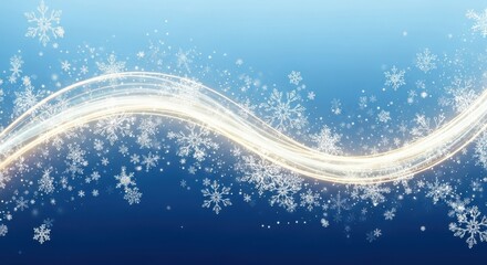 Elegant Winter Snowflakes and Golden Light Streak Abstract Background Design