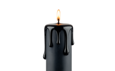 Black candle isolated on transparent background