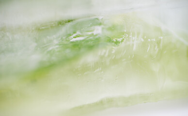 Shades of Green and Yellow and White Abstract Background of Ice and Air Bubbles