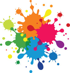 Vibrant abstract colorful paint splashes illustration with dynamic motion