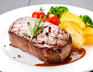 Grilled steak with roasted vegetables