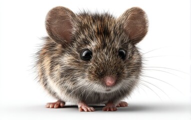 Cute and fluffy small mouse with detailed fur and bright eyes