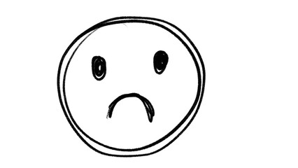 Hand Drawn Sad Face Doodle Icon PNG Illustration