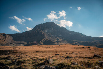 desert landscape with mountains and blue sky