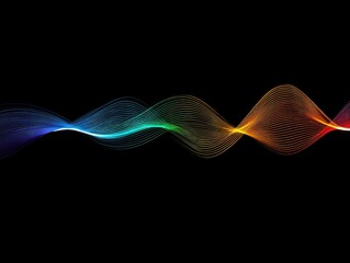 Abstract colorful wave lines on black background