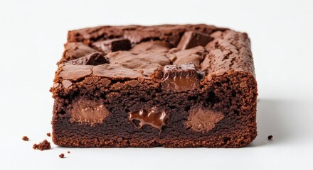 Delicious brownie slice with chocolate chunks.