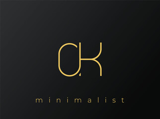 OK Minimalist Logo with Interlocking Shapes on Solid Black Background. A clean and modern minimalist logo design.