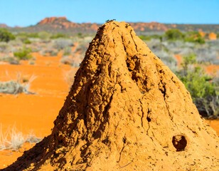 Ant hill in a desert landscape