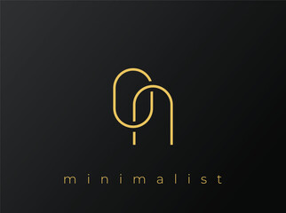 ON Minimalist Logo with Interlocking Shapes on Solid Black Background. A clean and modern minimalist logo design.