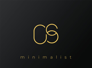 OS Minimalist Logo with Interlocking Shapes on Solid Black Background. A clean and modern minimalist logo design.