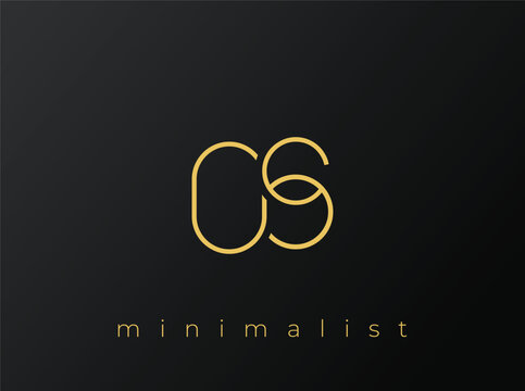 OS Minimalist Logo with Interlocking Shapes on Solid Black Background. A clean and modern minimalist logo design.