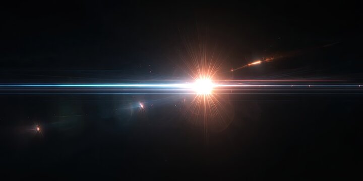 Abstract lens flare on black background - Powered by Adobe