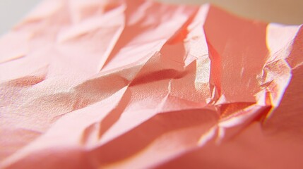 Delicate folds and soft blush tones of crumpled tissue paper illuminated gently