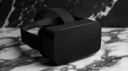 Sleek virtual reality headset showcasing immersive technology on marble surface