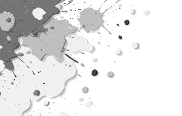 Abstract grayscale paint splatter on black background