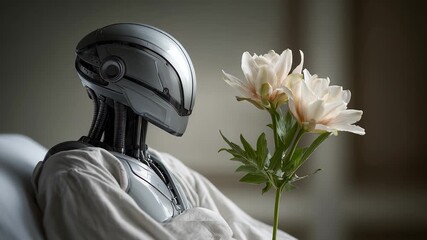 Robot Gazing at Flowers Contemplating Life and Emotion