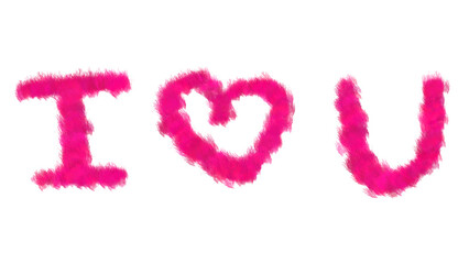 I Love You Text with Heart Symbol Brush Style PNG Illustration