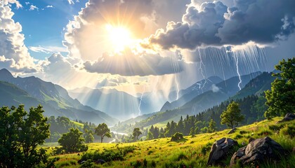 Mountain Valley Sunset Storm