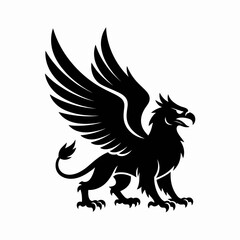 Obraz premium Majestic black griffin silhouette with spread wings