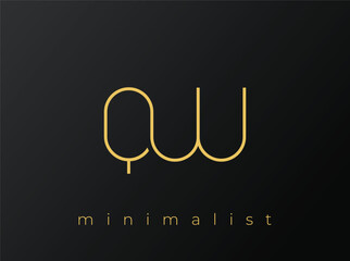 QW Minimalist Logo with Interlocking Shapes on Solid Black Background. A clean and modern minimalist logo design.