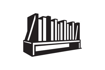 Bookshelf silhouette with white background