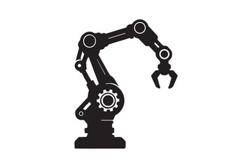 Robotic arm silhouette with white background
