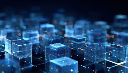 Abstract digital cubes.  Data network