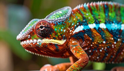 Fototapeta premium Close-up of a vibrant chameleon (1)