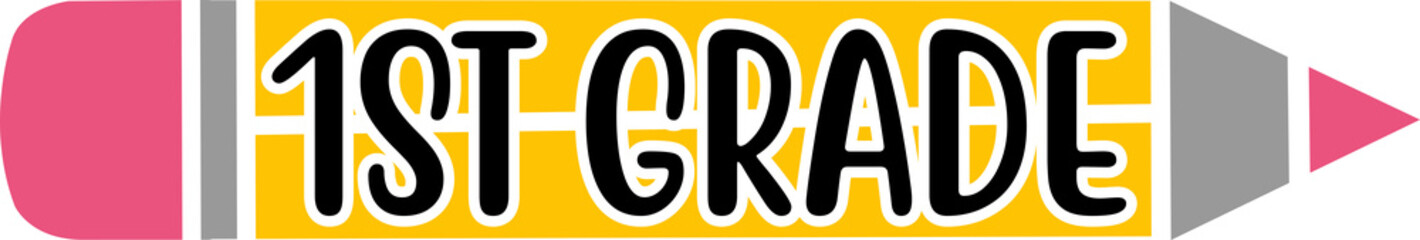 First Grade 1st Grade back to school typography clip art design on plain white transparent isolated background for card, shirt, hoodie, sweatshirt, apparel, tag, mug, icon, poster or badge © AllYearRoundDesigns