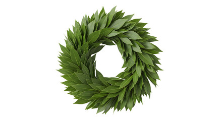 A green laurel wreath isolated on transparent background, symbolizing victory, achievement, and honor