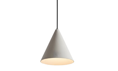 White cone shaped pendant light isolated on transparent background