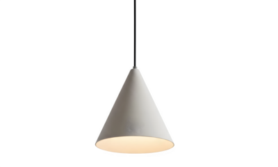 White cone shaped pendant light isolated on transparent background