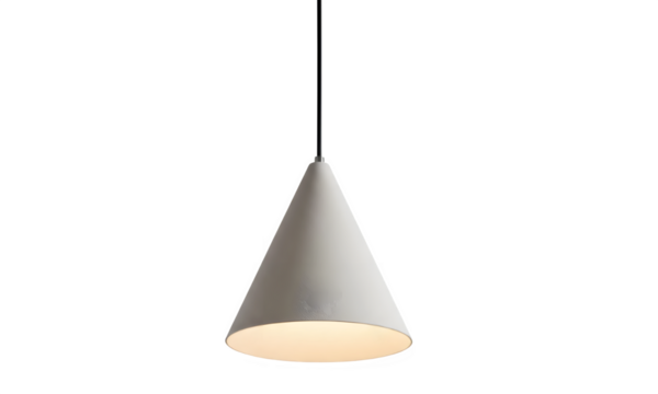 White cone shaped pendant light isolated on transparent background