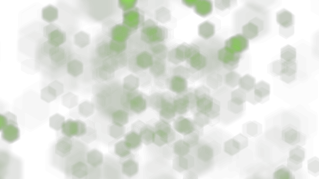 Abstract green hexagonal bokeh lights overlay for St. Patrick's Day. Festive, glittering particle effect perfect as a magical background element. Image with a transparent background.