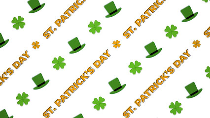 St. Patrick's Day seamless pattern with green leprechaun hats and lucky four-leaf clovers. Festive...