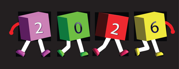  Stepping into 2026: Fun and Quirky Characters with Colorful Boxes