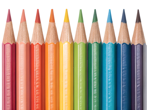 colored pencils isolated on white background