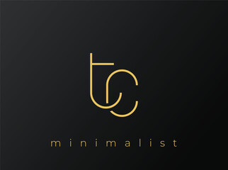 TC Minimalist Logo with Interlocking Shapes on Solid Black Background. A clean and modern minimalist logo design.