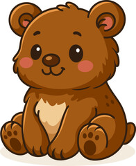 Sweet cartoon bear in kawaii style. Perfect for kids’ designs, posters, and animal stickers.