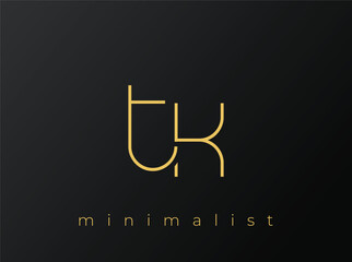 TK Minimalist Logo with Interlocking Shapes on Solid Black Background. A clean and modern minimalist logo design.